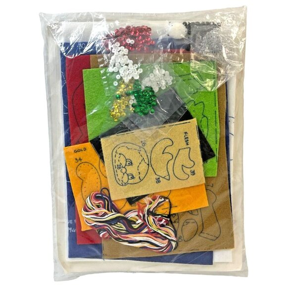 Hobby Kraft Storybook Christmas Felt Stocking Kit 9210 Santa & Reindeer 18" VTG - Picture 3 of 4